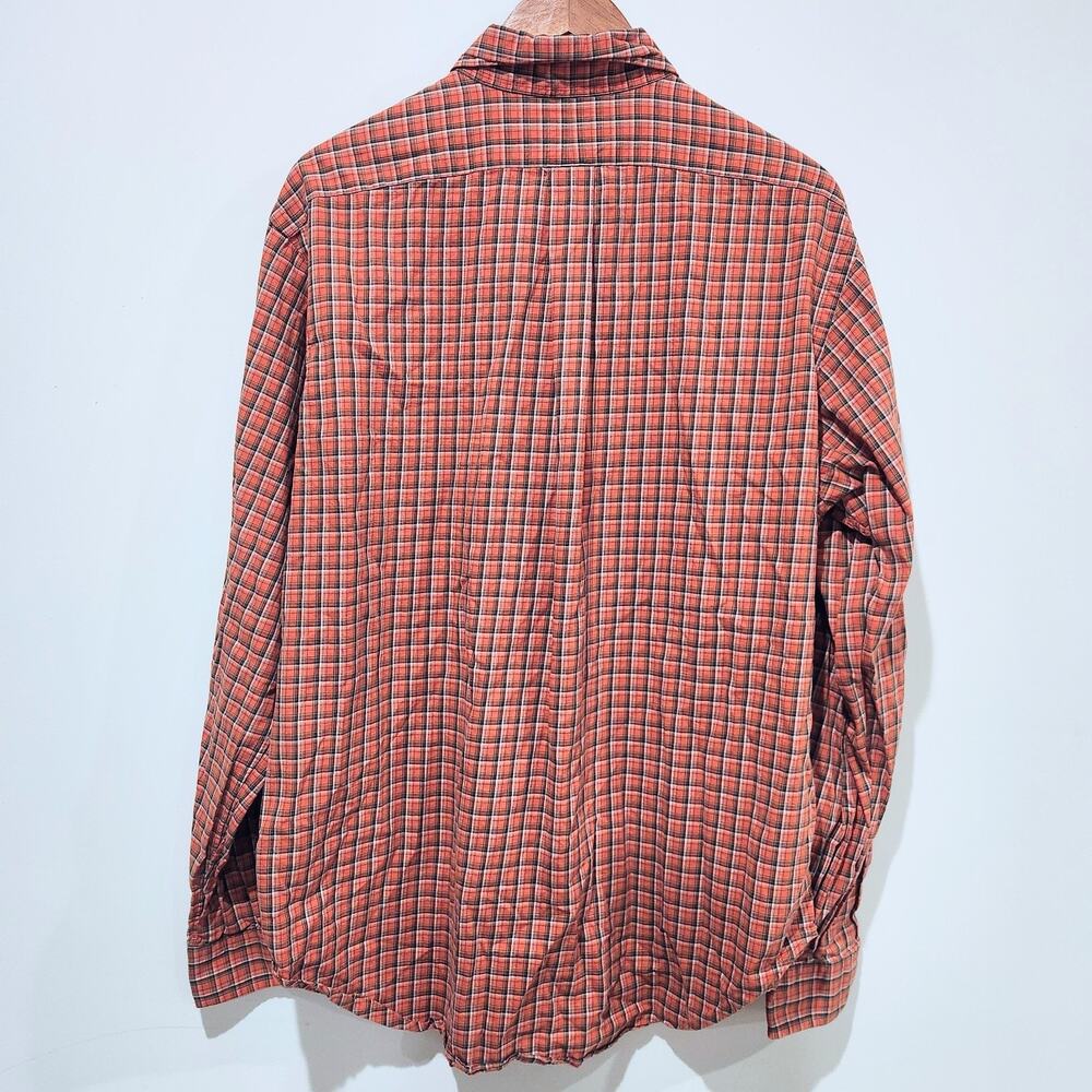 Ralph Lauren Mens Burnt Orange Plaid Classic Fit Button Up Blouse Size XL Preppy - Picture 5 of 10